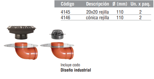 Embudo horizontal para azotea