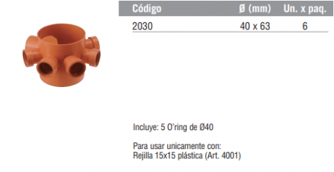 Pileta de Patio Poliangular con sifón desm (7 Entradas) 
