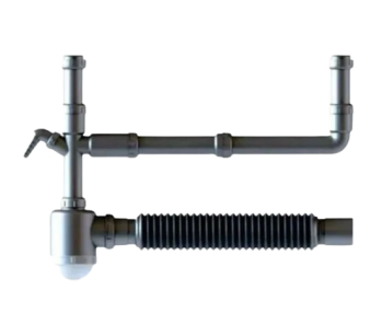 Sifón Implast doble gris cocina
